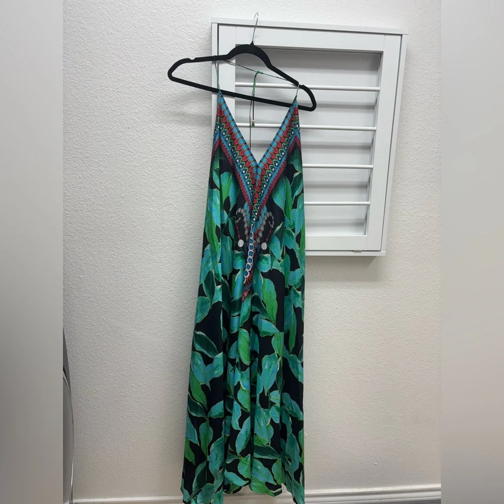 TROPICAL-PRINT MAXI HALTER DRESS - Picture 3 of 6